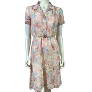 JCPenney Fashions Vintage 1970s Floral Shirtdress